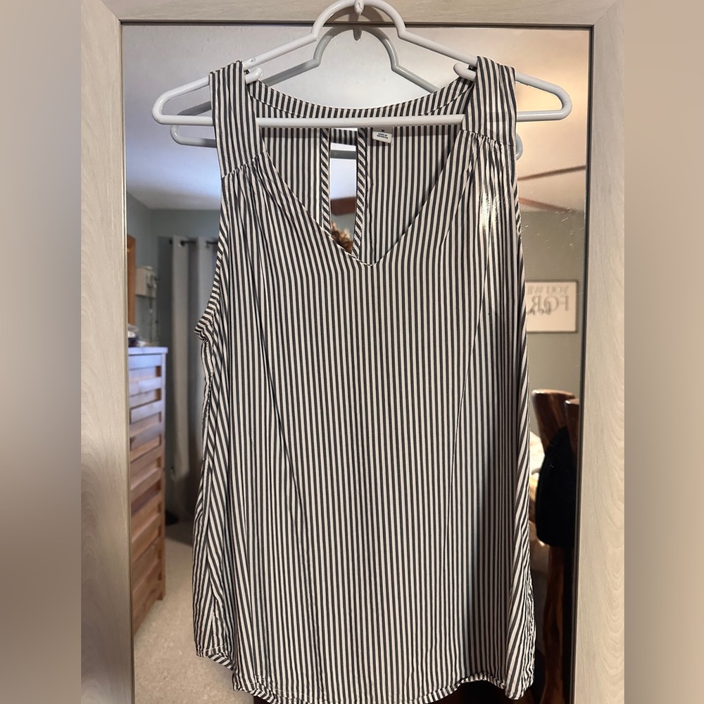 Striped Black and White Sleeveless Top